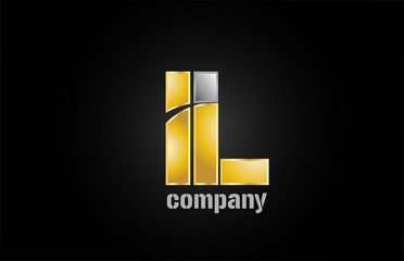 gold silver metal logo l alphabet letter design icon for company