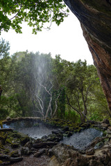 waterfall in forest, mallorca, island, spain