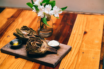 artichoke in restaurant