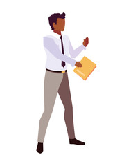 businessman with book in hand on white background