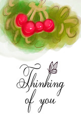 Thinking of you - card. cherries