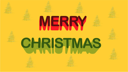 Merry christmas 3D words with trees on background