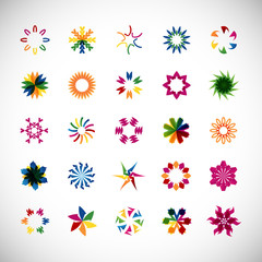 Fototapeta na wymiar Abstract Circle Icon Set. Vector Isolated On Gray. Abstract Circle For Company Symbol, Logo, Technology Icon And Element Design. Creative Circle Icons For Flower And Tech Logo. Abstract Round Template