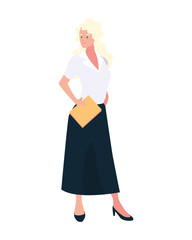 businesswoman standing on white background