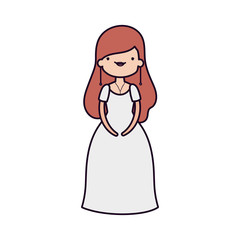 wedding bride woman elegant dress cartoon character