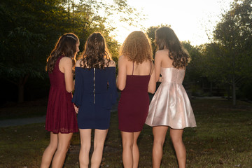 Friends going to a formal dance