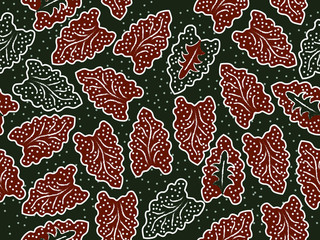 Javanese batik seamless patern. Various Indonesian batik motifs. Batik Sumbit from Banten West Java. - obrazy, fototapety, plakaty