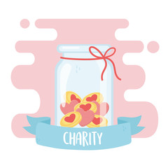 volunteering, help charity jar glass with coins love