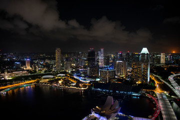 Fototapeta na wymiar Singapore, 7 january 2019 - Marina Bay in Singapore by night