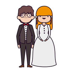 Obraz na płótnie Canvas wedding couple, bride and groom in elegant suits cartoon