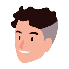 head of man smiling on white background