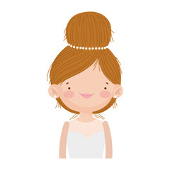 wedding bride woman elegant dress cartoon character portrait