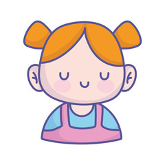 baby shower cute little girl with ponytails hair icon