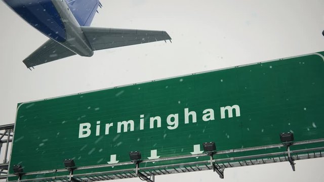 Airplane Take off Birmingham in Christmas