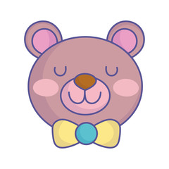 baby shower cute toy teddy bear face icon