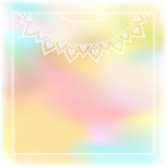 Blurred pastel background with decorative pattern in ethnic oriental style on for greeting card, invitation or announcement