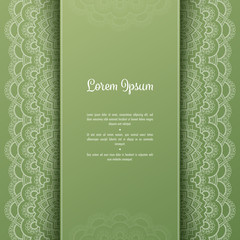 Naklejka premium Greeting card or invitation template with filigree lace frame. Design for romantic events