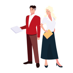 business couple standing on white background