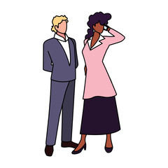 business couple standing on white background