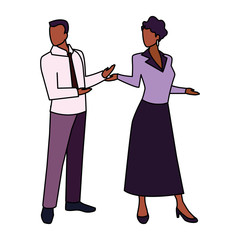 business couple standing on white background