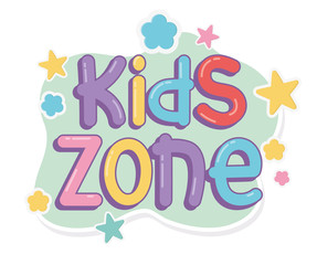 kids zone cartoon letters colorful stars