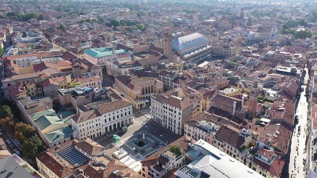 Panoramic aerial view of Padua cityscape with buildings and streets, Italy
