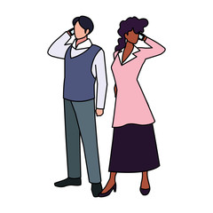 business couple standing on white background