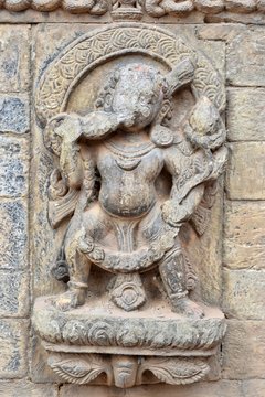 Stone image of a goddess in a temple in the ancient city of Bhaktapur