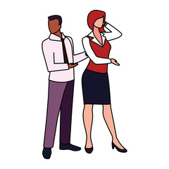 business couple standing on white background