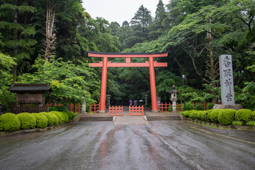 Fototapeta na wymiar Katori Jingu Shrine Red Gate