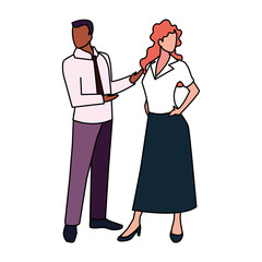 business couple standing on white background