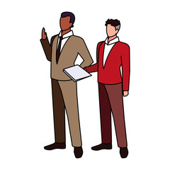 businessmen standing with various views and poses