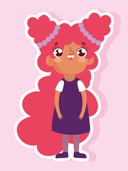 cartoon character animation little girl sticker style