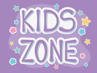 kids zone font creativity stars purple background