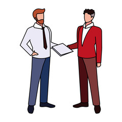 businessmen standing with various views and poses