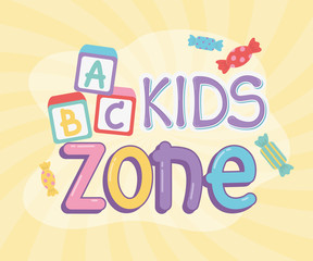 kids zone, alphabet blocks sweet candies design