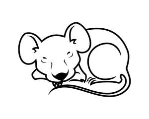 Mouse or rat character mascot outline silhouette