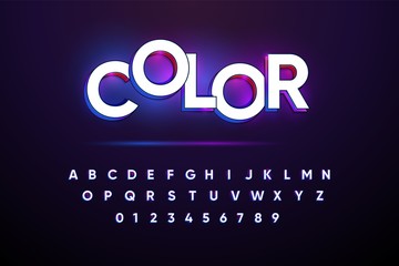 White Cristmas font with neon glow. Stencil futuristic sci-fi alphabet, extra glowing space design, creative characters set. Vector illustration