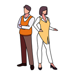 business couple standing on white background