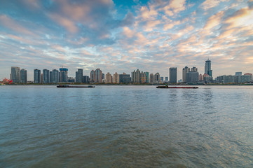 Obraz premium Cityscape of Huangpu Riverside, Yangpu District, Shanghai, China