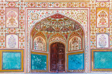 The Ganesh Pol (Ganesh Gate) at the Amber Palace in Rajasthan, India.