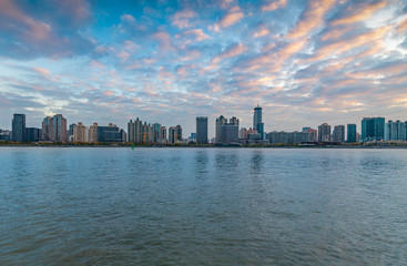Obraz premium Cityscape of Huangpu Riverside, Yangpu District, Shanghai, China