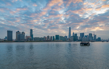Fototapeta premium Cityscape of Huangpu Riverside, Yangpu District, Shanghai, China