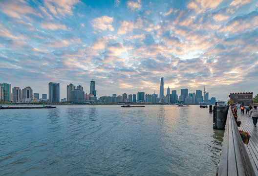 Cityscape Of Huangpu Riverside, Yangpu District, Shanghai, China