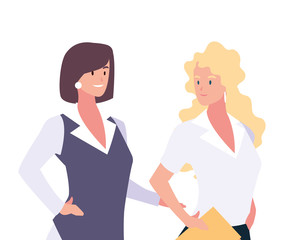 Obraz premium cute businesswomen with various views, poses and gestures