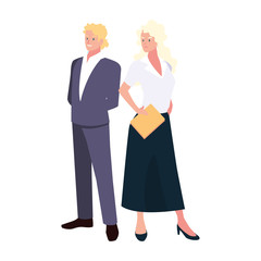 Fototapeta na wymiar business couple standing on white background
