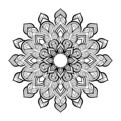 ABSTRACT BLACK AND WHITE MANDALA ART OUTLINE STYLE