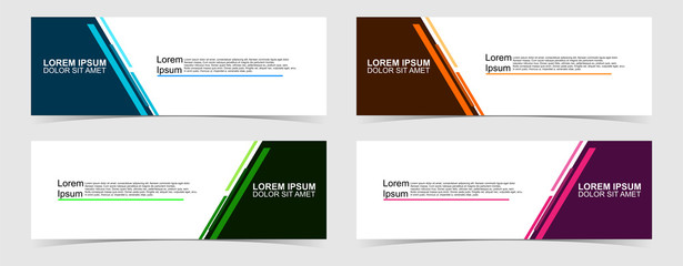 Set of abstract vector banners design. Collection of web banner template. modern template design for web, ads, flyer, poster with 4 different colors on grey background