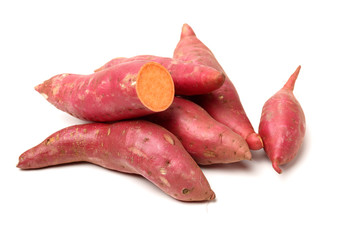 sweet potatoes on the white background