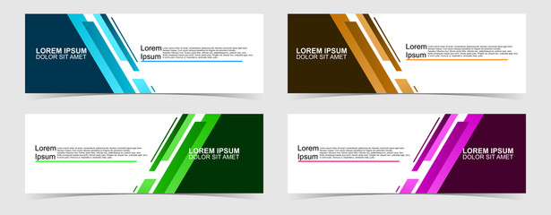 Set of abstract vector banners design. Collection of web banner template. modern template design for web, ads, flyer, poster with 4 different colors on grey background